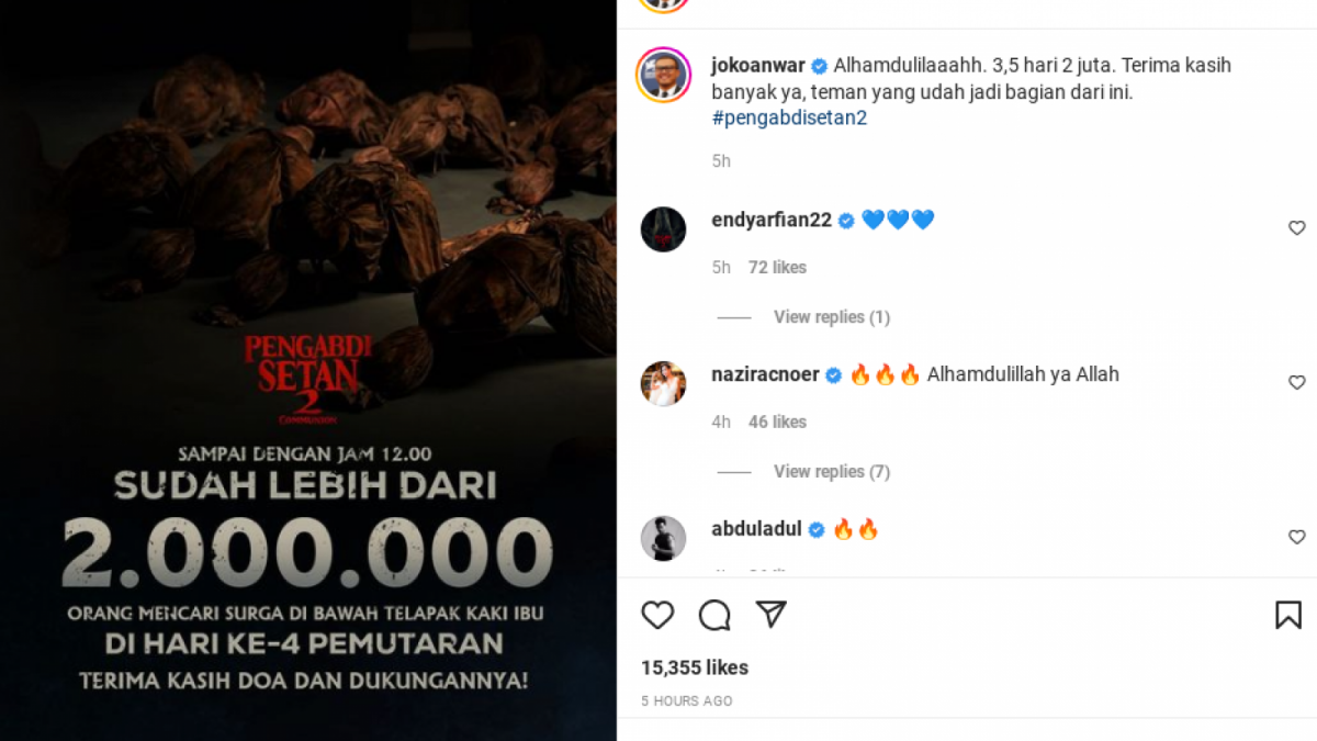 Film Pengabdi Setan 2 Tembus 2 Juta Penonton [Instagram/@jokoanwar]