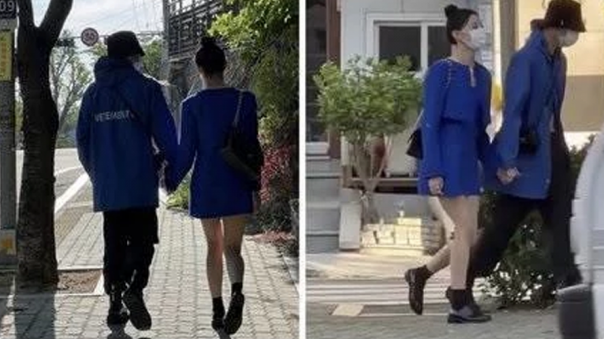 Foto dua orang yang sedang berjalan bergandengan tangan di jalan-jalan di Seoul yang diduga adalah Kang Seung Yoon WINNER, sedang menikmati kencan dengan Moon Ji Hyo [Allkpop]