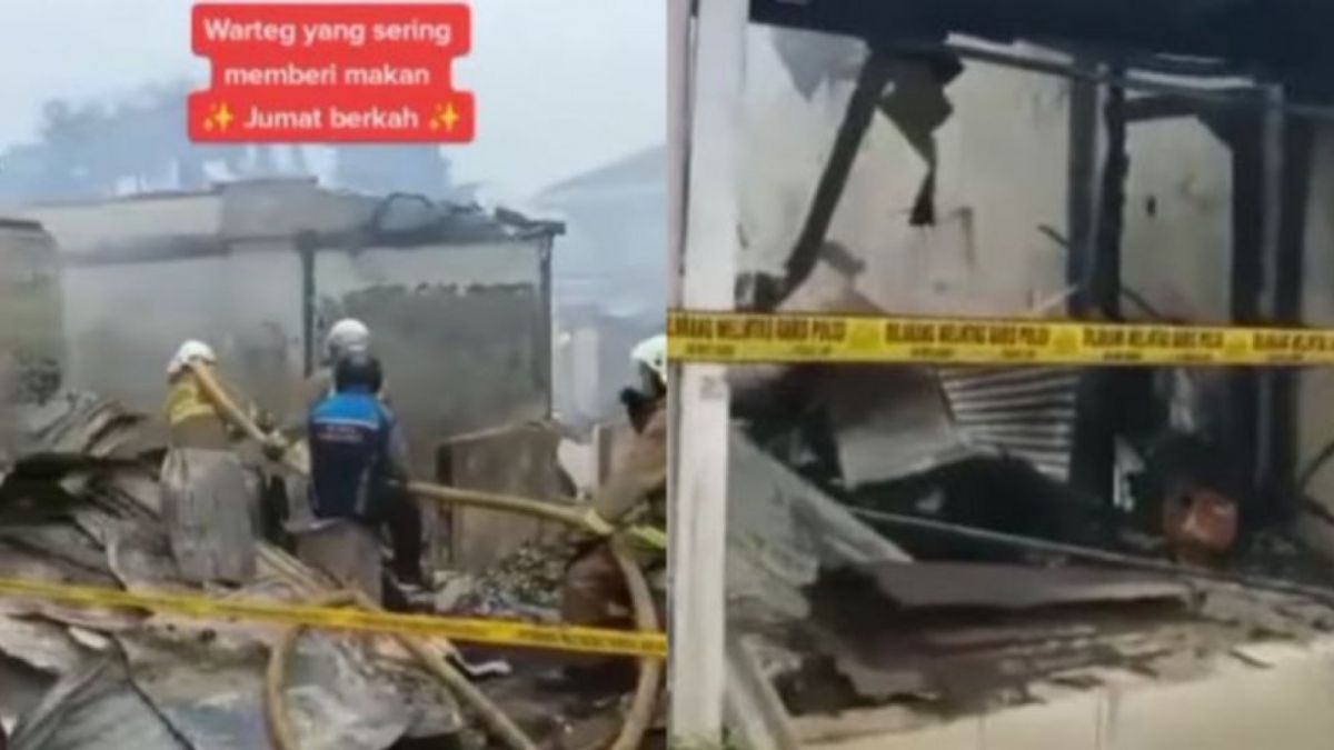 Bangunan kanan dan kiri warteg telah ludes terbakar [Instagram/@say.viideo]
