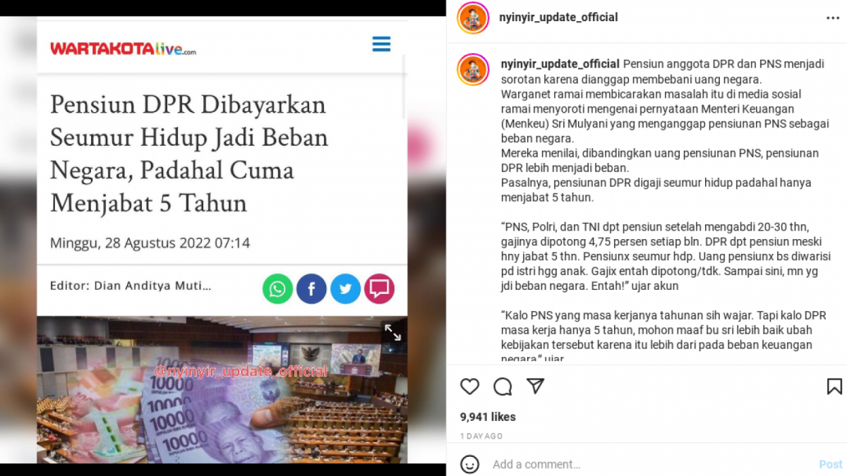 Sebut PNS Sebagai Beban Negara, Sri Mulyani Banjir Kritikan [Instagram/@nyinyir_update_official]