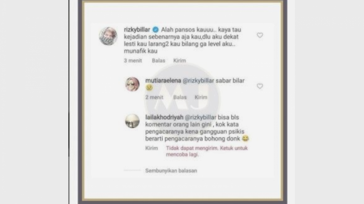 Rizky Billar sempat marah-marah di Instagram