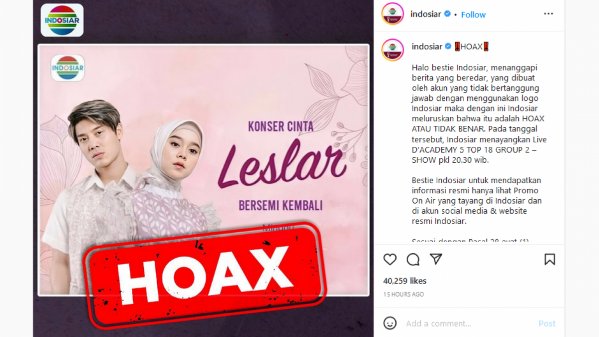 Indosiar klarifikasi konser Leslar
