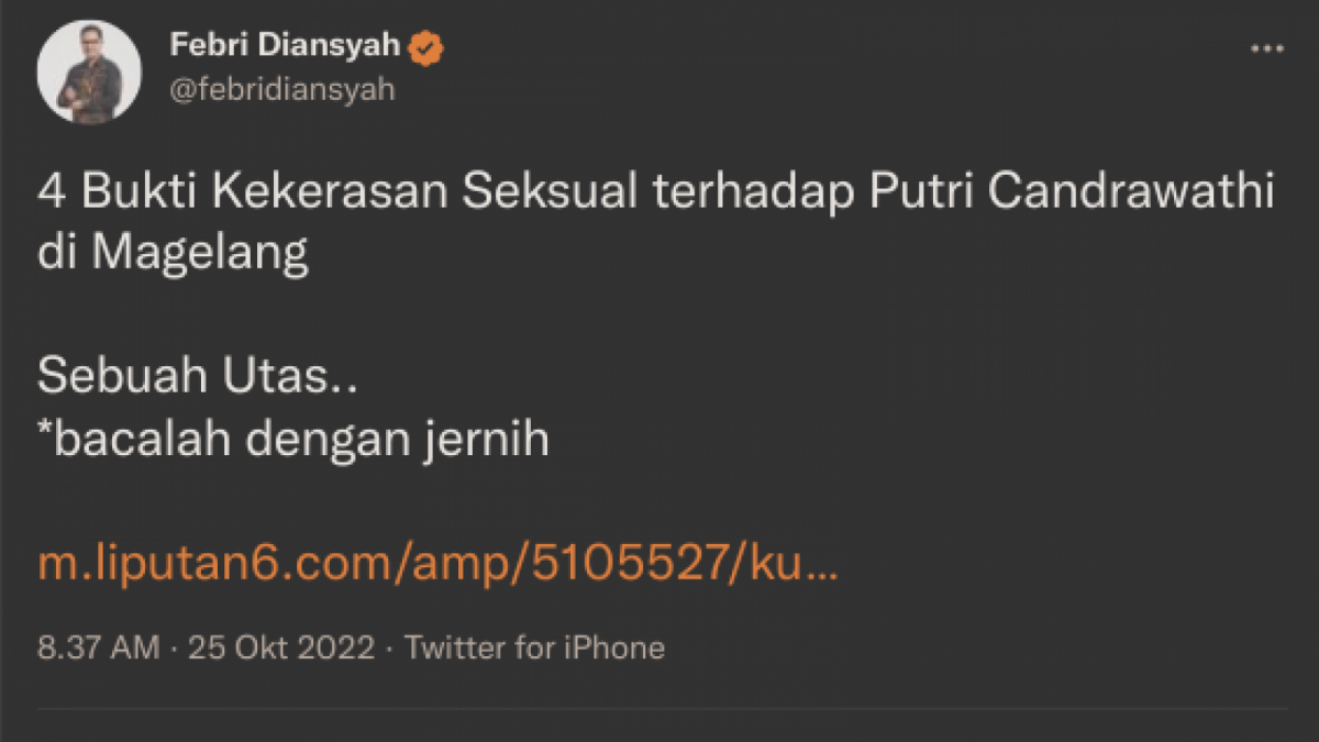 Utas dari kuasa hukum Putri Candrawathi