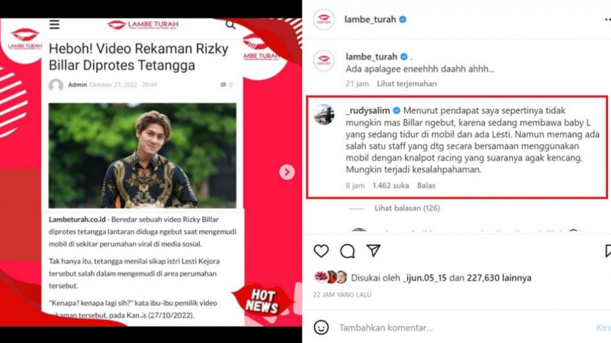 Rudy Salim bela Rizky Billar [Instagram/@lambe_turah]