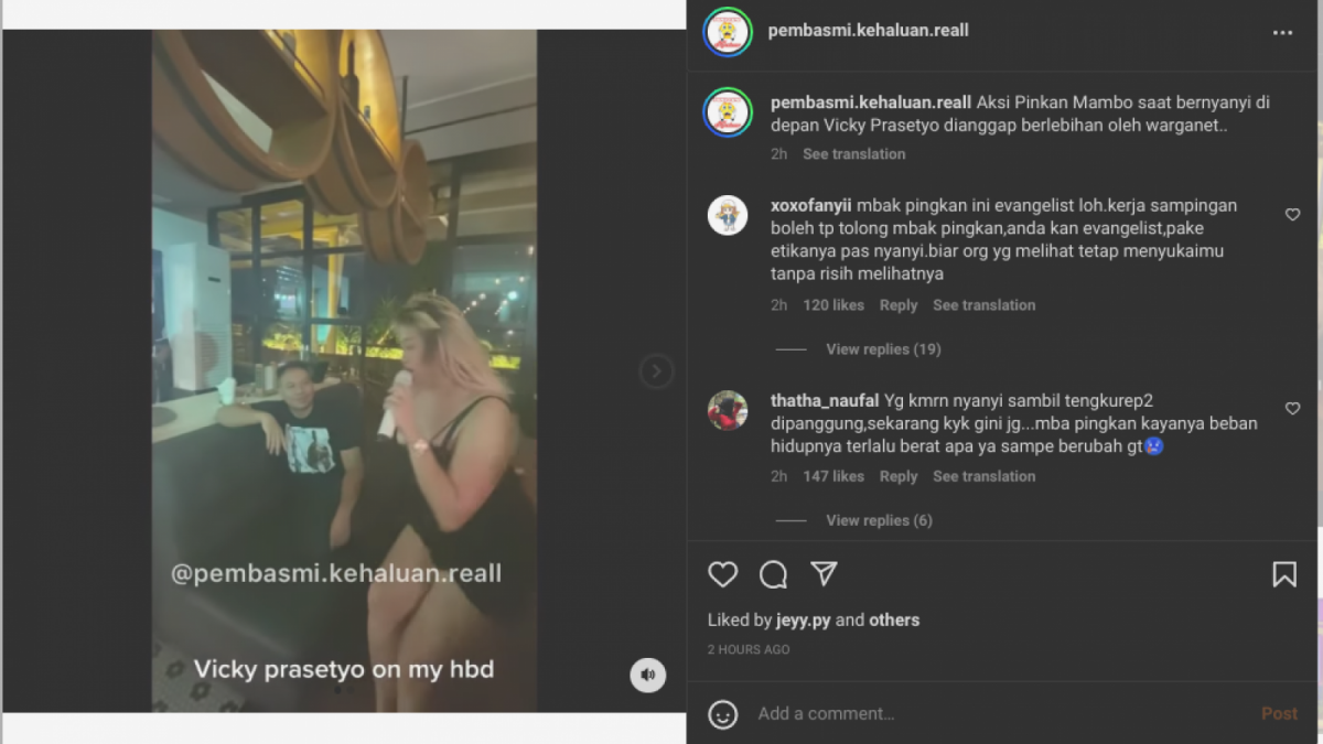 Aksi Pinkan Mambo menggoda Vicky Prasetyo