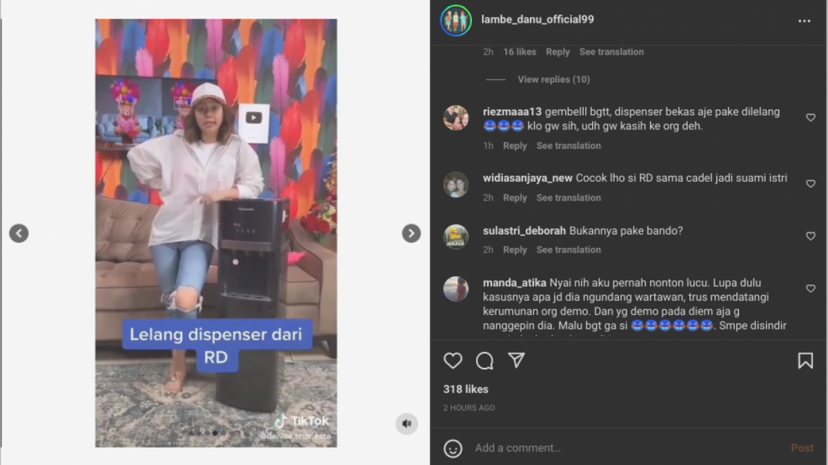 Denise Chariesta lelang dispenser pemberian RD