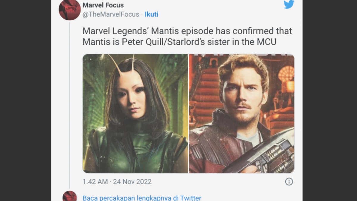 Ternyaat Mantis dan Peter Quill saudara