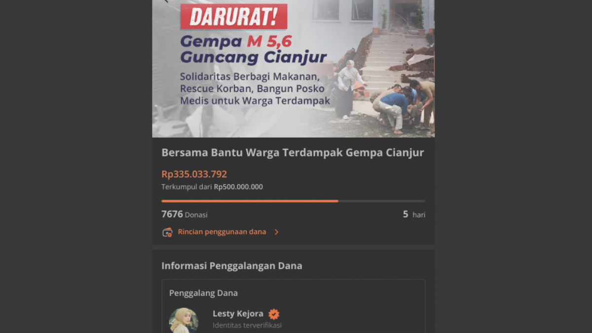 Penggalangan dana Lesti Kejora