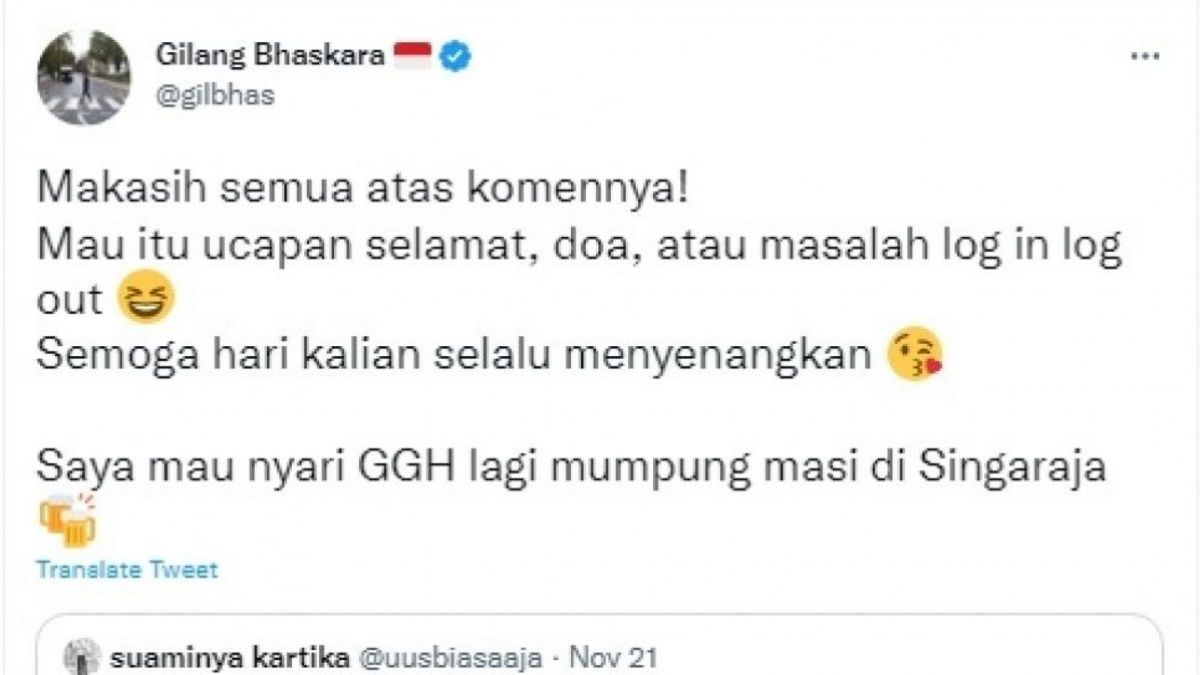 Unggahan Gilang Bhaskara [Twitter/@gilbhas]