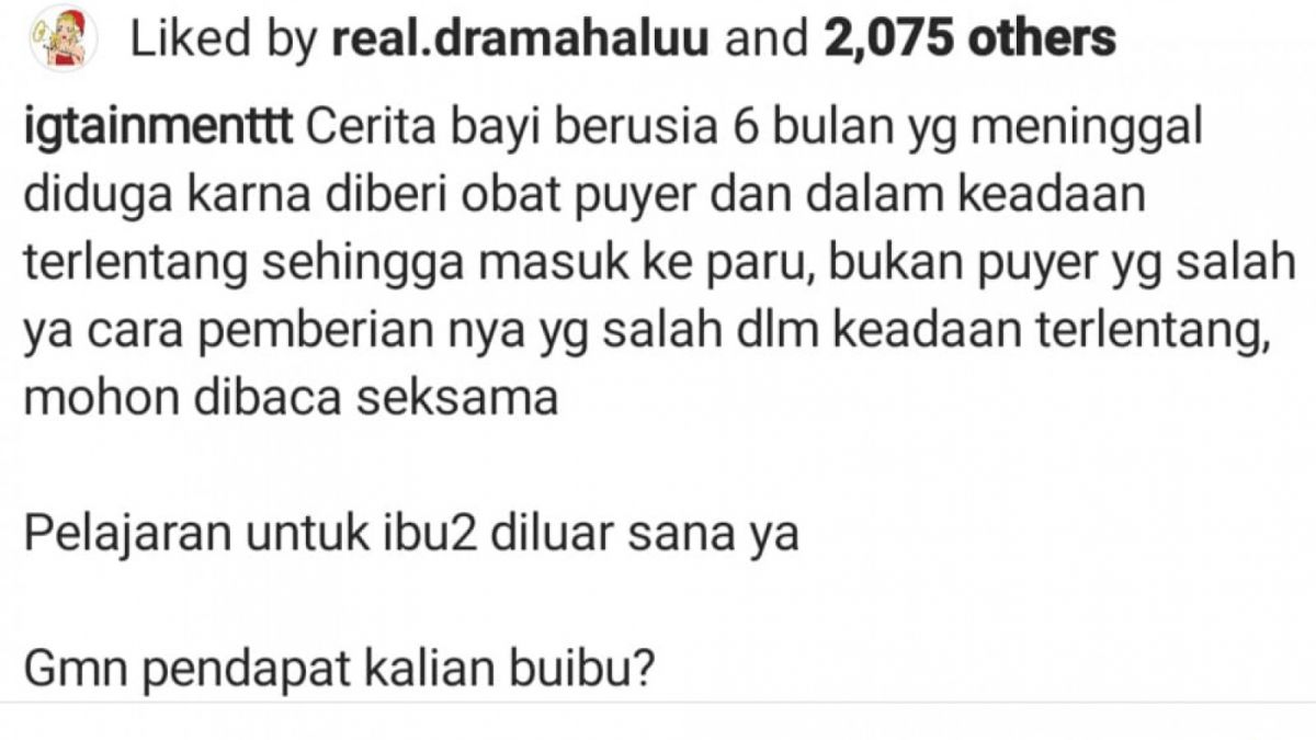 Tangkap layar postingan di Instagram [Instagram/@igtainmenttt]