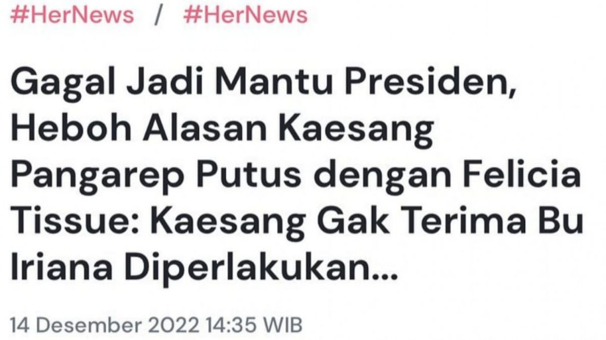 Salah pemberitaan di media yang membuat Felicia marah [Tangkap layar Instagram Felicia Tissue]