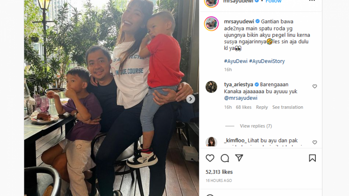 Postingan Ayu Dewi di Instagram