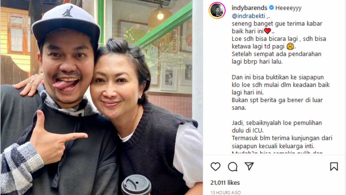 Doa Indy Barent untuk sahabatnya Indra Bekti