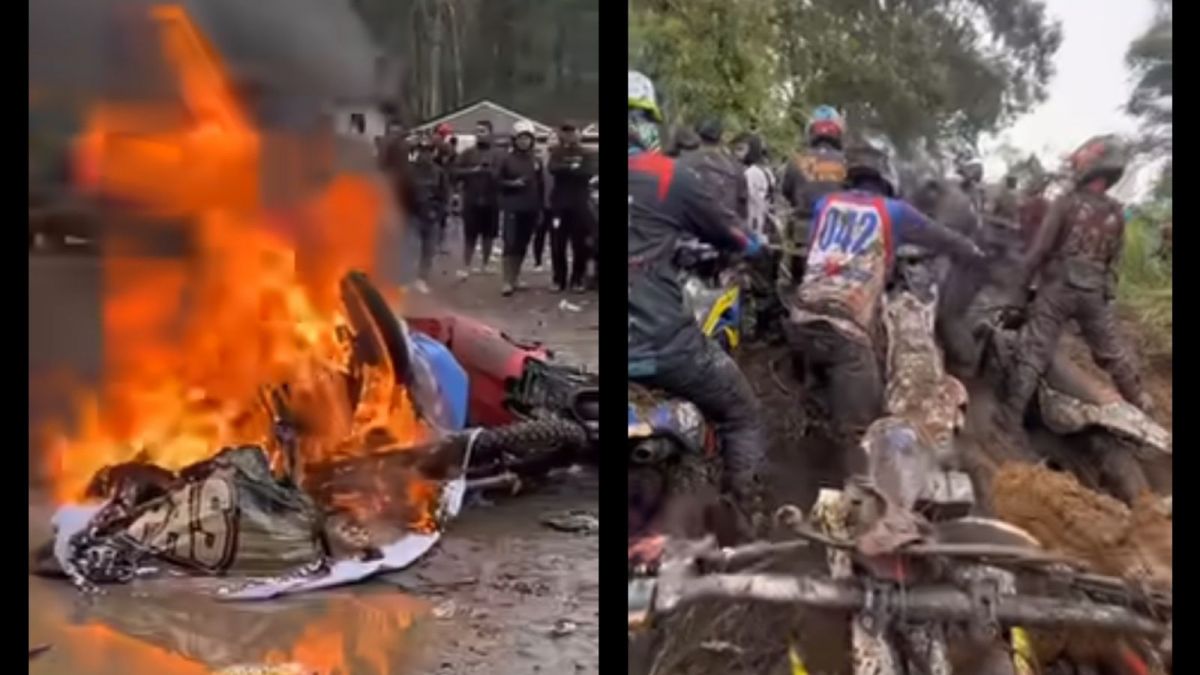 Event motor trail di kawasan Ranca Upas berakhir dengan pembakaran motor [Instagram/@keluarbentar]