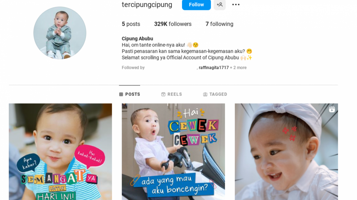 Akun Instagram Rayyanza Malik Ahmad alias cipung [Instagram/@tercipungcipung]