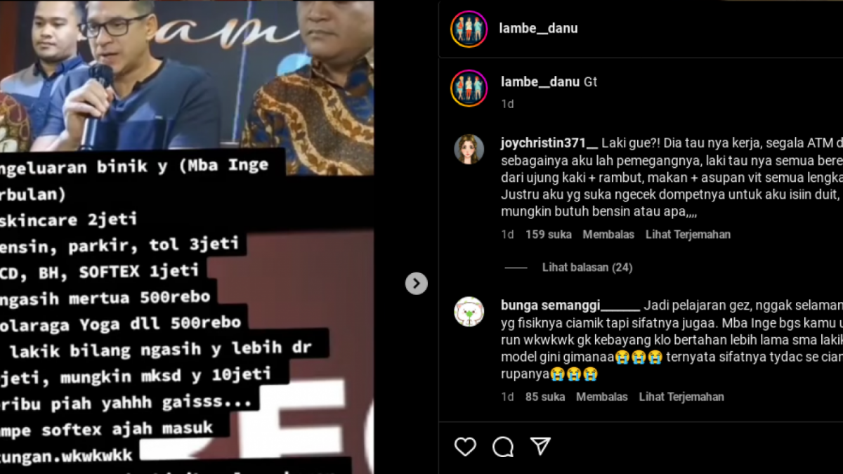 Ari Wibowo Diduga Beberkan Pengeluaran Inge Anugrah, Nominalnya Bikin Kaget Netizen: Mendingan Arie Kriting [Instagram/@lambe__danu]