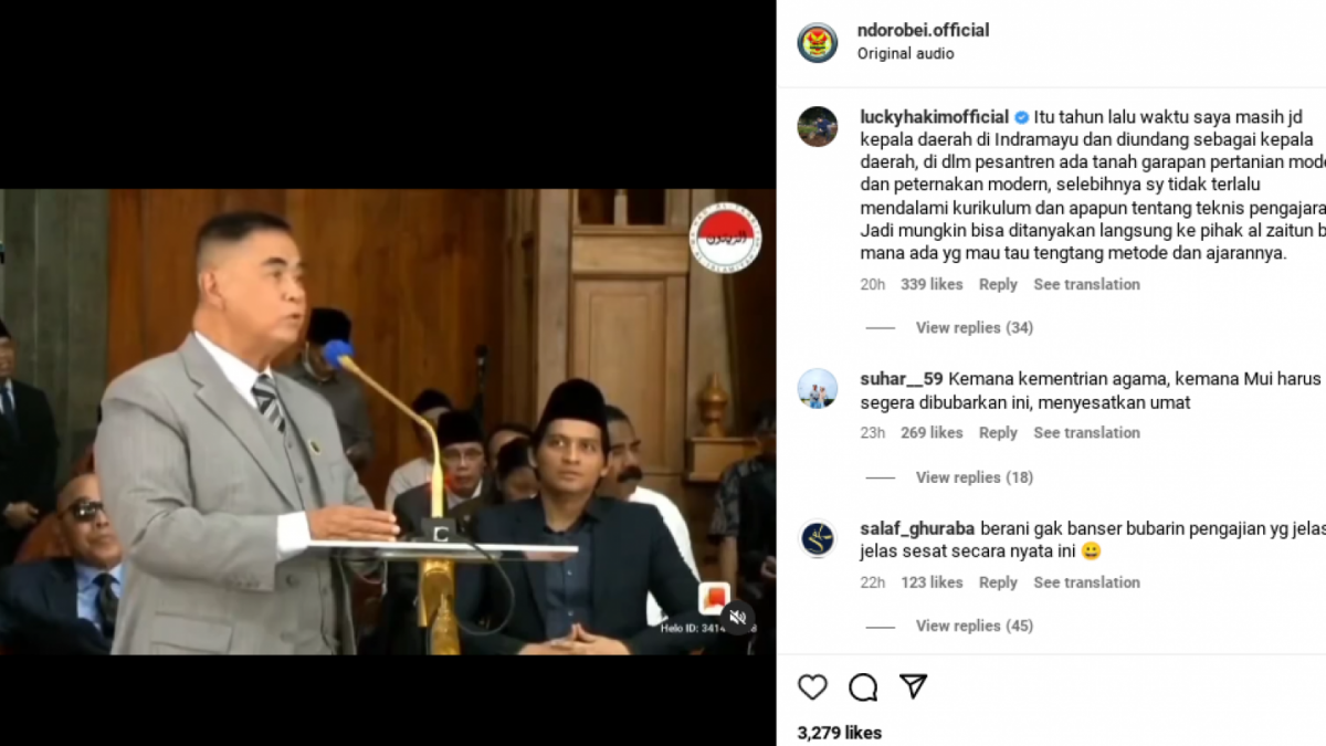 Lucky Hakim Klarifikasi Usai Beredar Video Ucapkan Salam Aneh di Ponpes Al Zaytun [Instagram/@ndorobei.official]