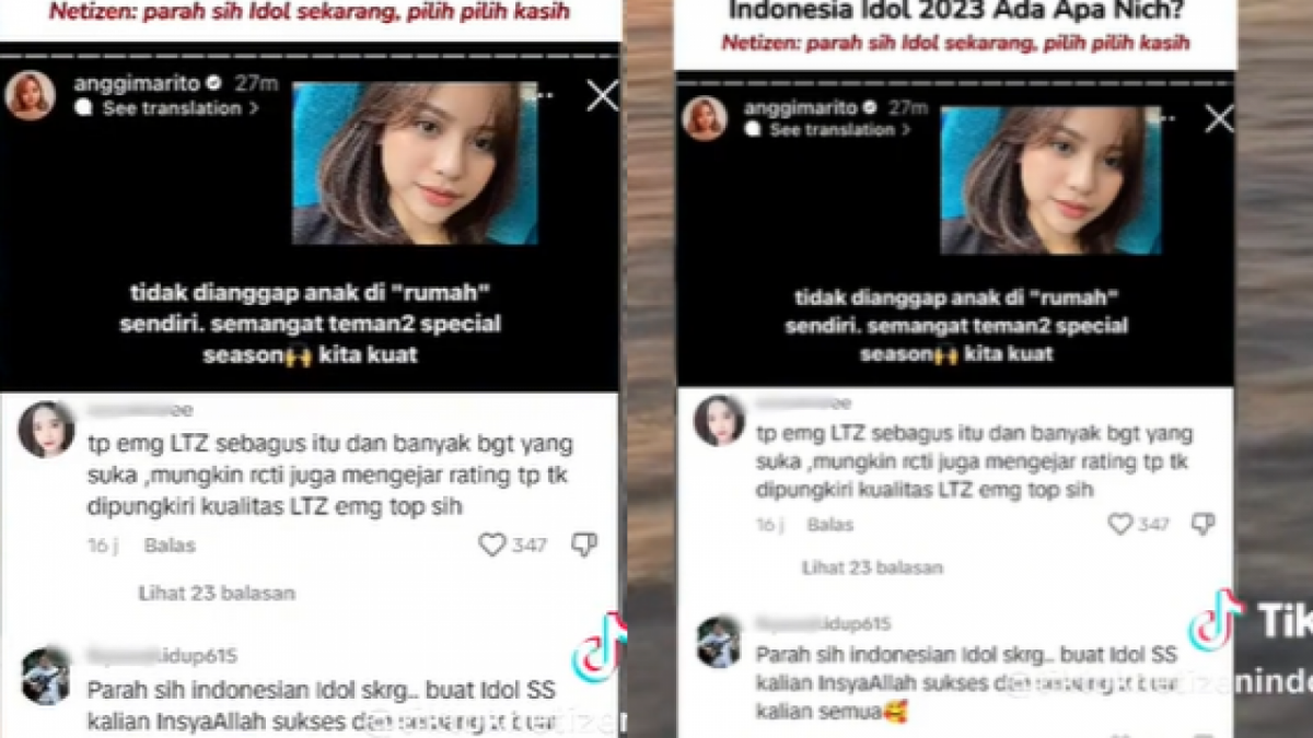 Foto kolase tangkapan layar Instagram Story @anggimarito [TikTok @tiktoknetizenindonesia.]