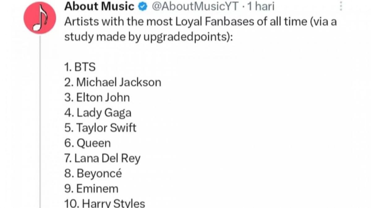 10 besar fanbase artis paling loyal sepanjang masa [Twitter @AboutMusicYT]