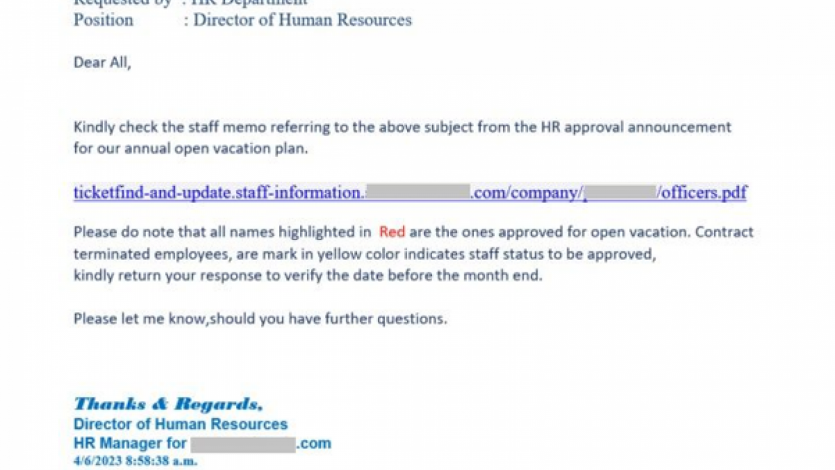 Ilustrasi email palsu [Kaspersky]