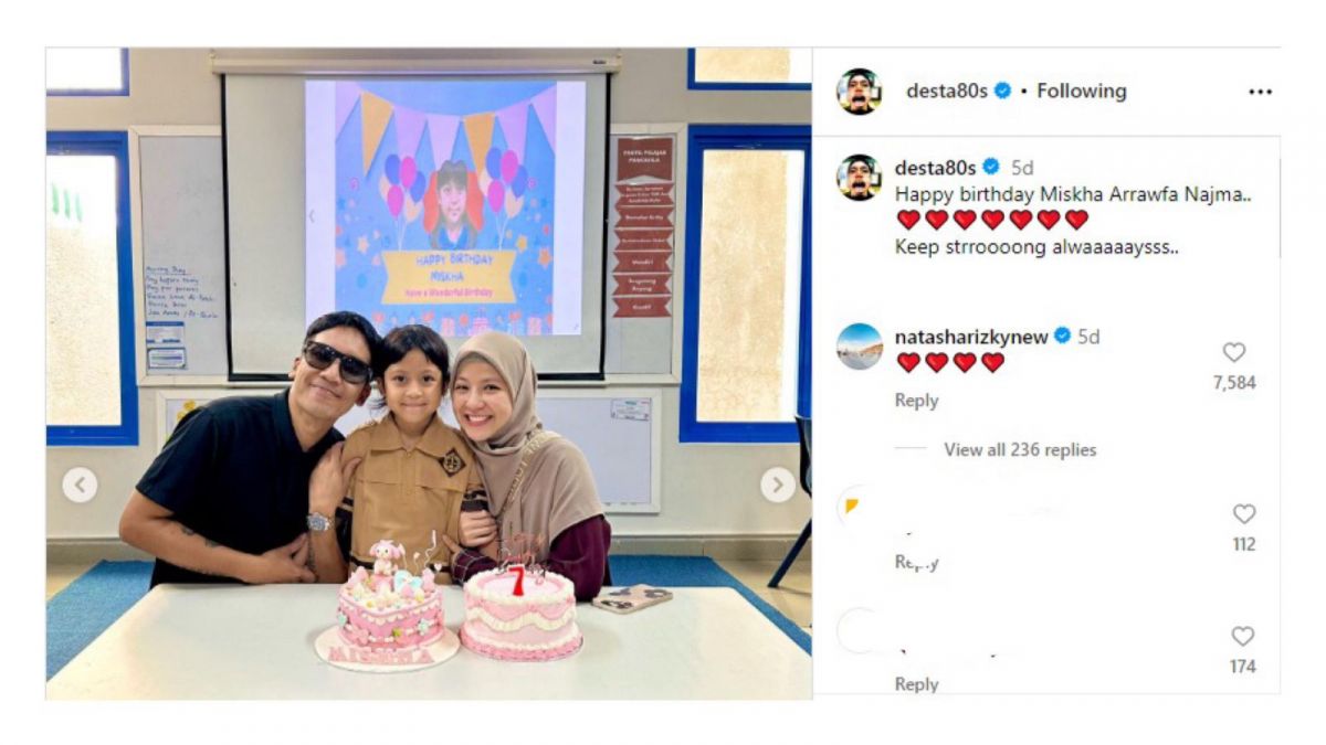 Komentar Natasha Rizky di postingan Desta [Instagram/@desta80s]