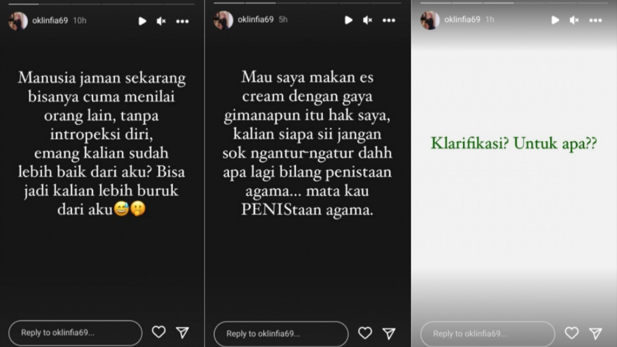 Postikan Oklin di Instagram Story