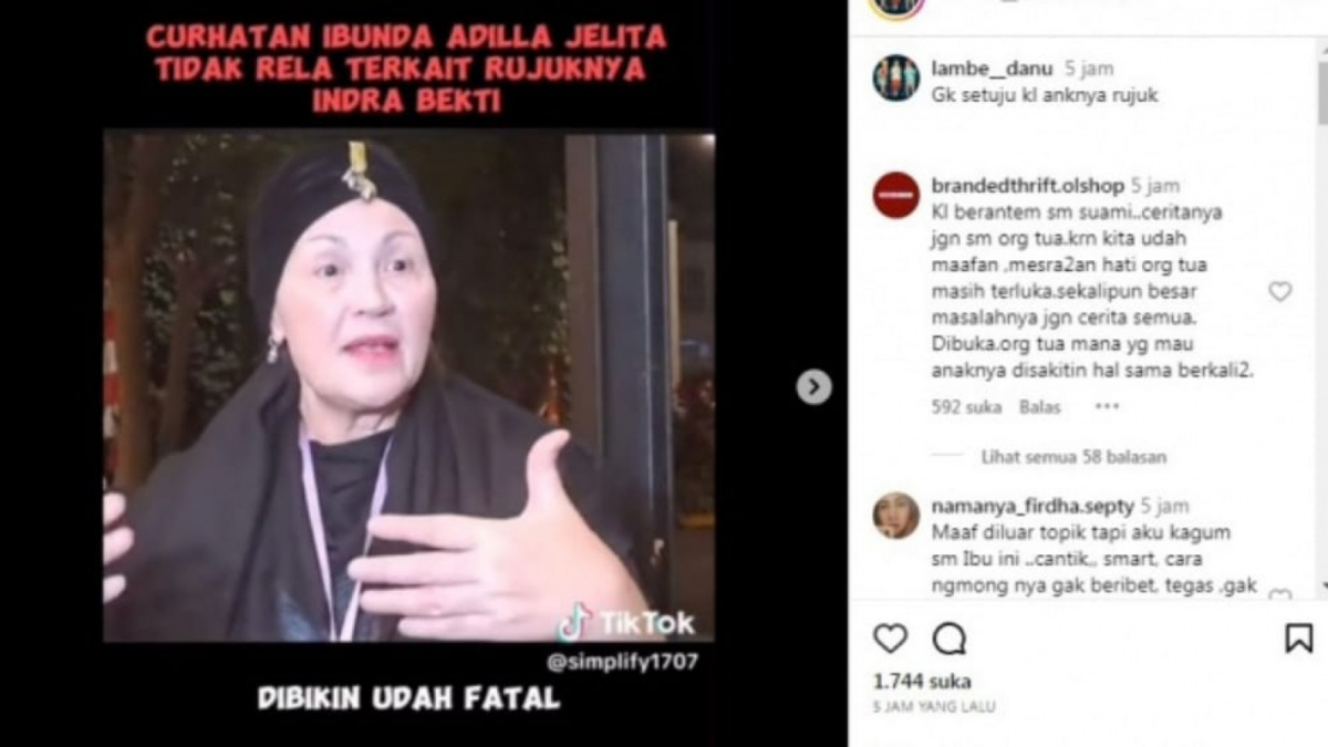 Ibunda Aldila Jelita, Marjam Abdurahman [Tangkap layar Instagram @lambe__danu]