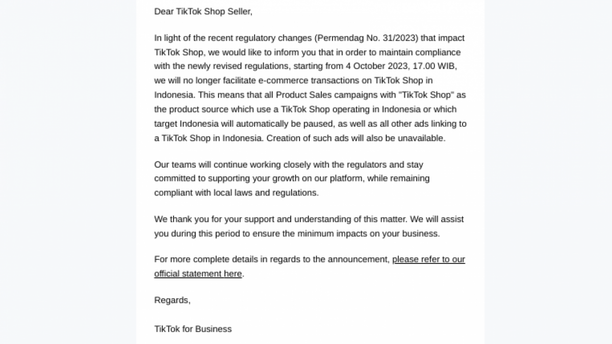 Email TikTok Shop ke para seller