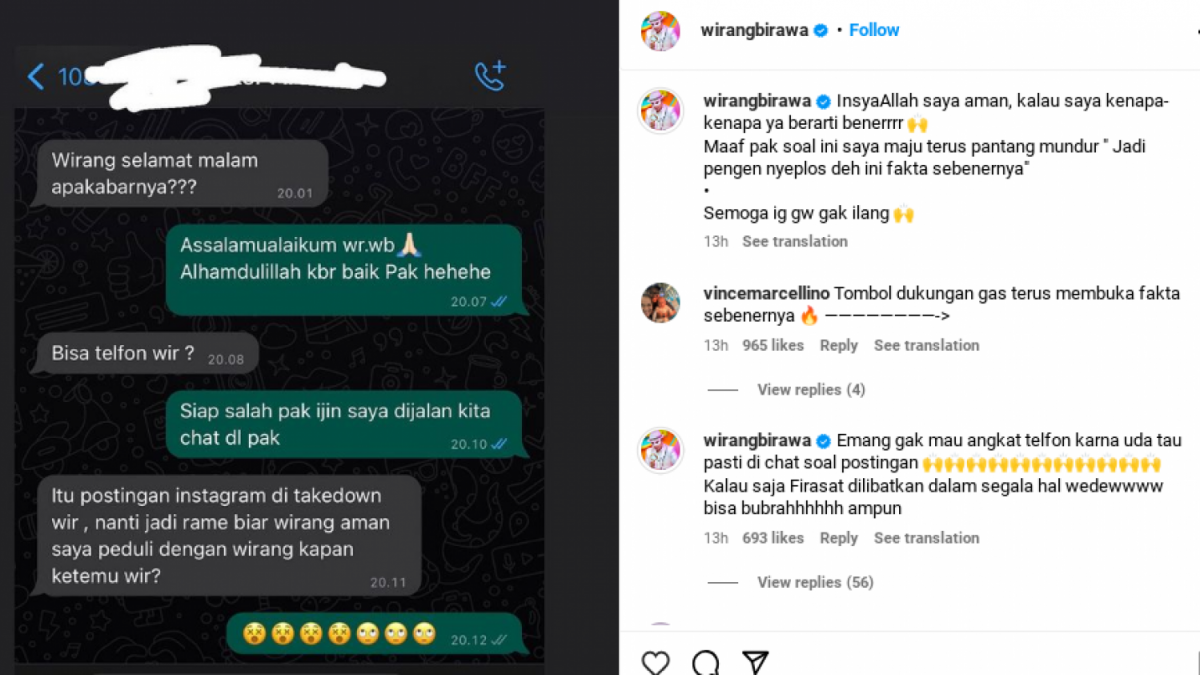 Unggahan Wirang Birawa [Instagram/@wirangbirawa]