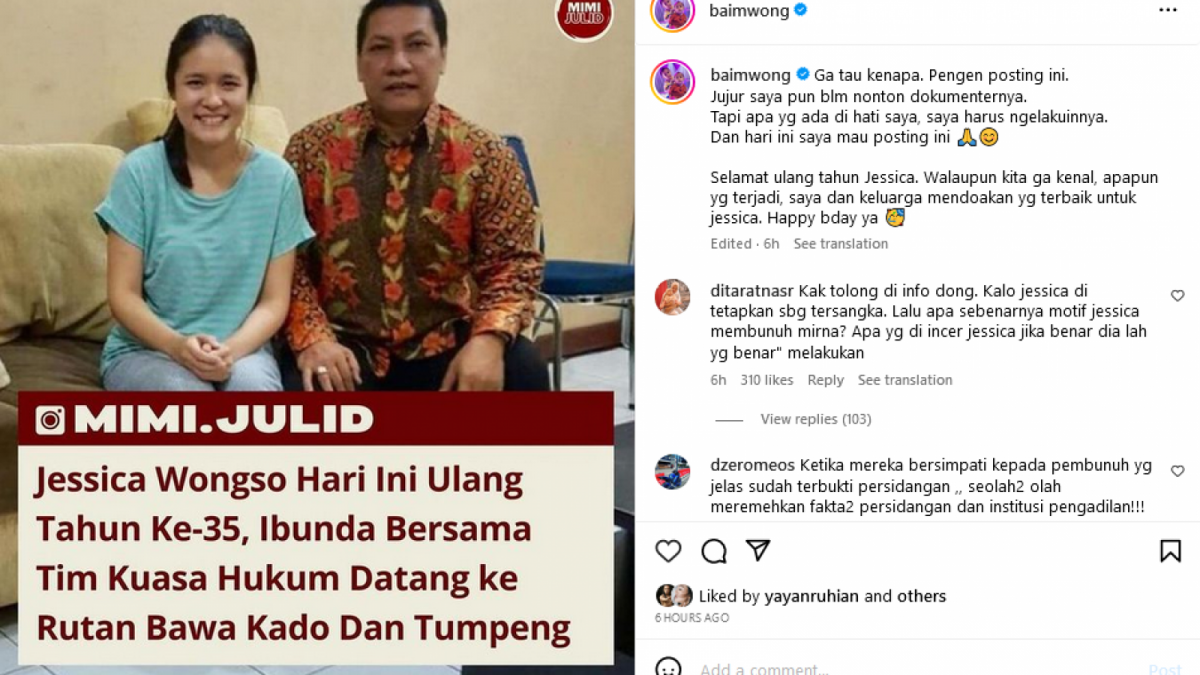 Baim Wong ucapkan selamat ulang tahun ke Jessica Wongso
