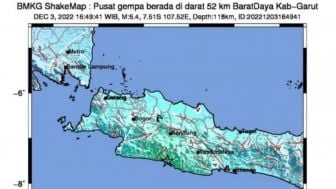 Gempa di Garut 6,4 M Tidak Berpotensi Timbulkan Tsunami