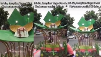 Penampakan Tugu Pecel Kertosono yang Makan Biaya Rp60 Juta, Netizen: Rp20 Juta pun Kemahalan