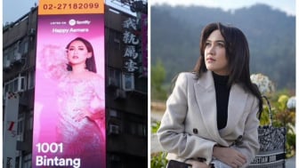 Wajah Cantik Happy Asmara dan 1001 Bintang Terpampang di Billboard Raksasa di Taiwan