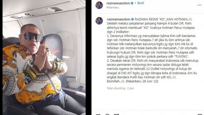 Razman Arif Minta Hotman Paris Ditahan Terkait Izin Holywings