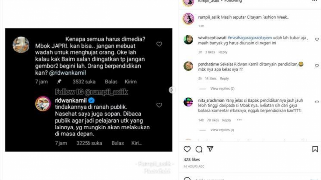 Komentar Ridwan Kamil tentang Baim Wong Daftarkan HAKI Citayam Fashion Week Dikritik