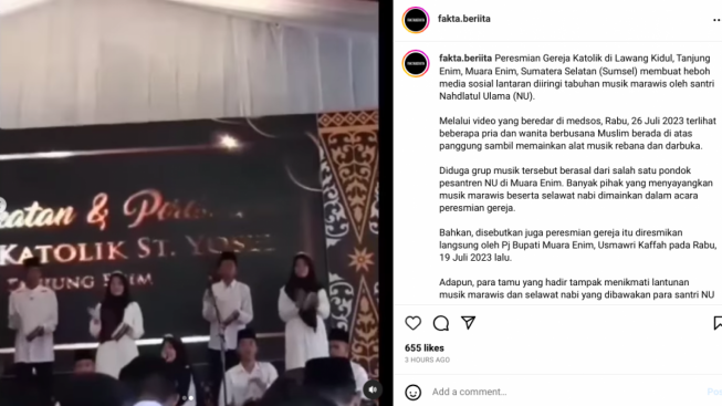 Viral, Santri NU Iringi Peresmian Gereja Katolik di Sumsel dengan Marawis, Netizen Geram