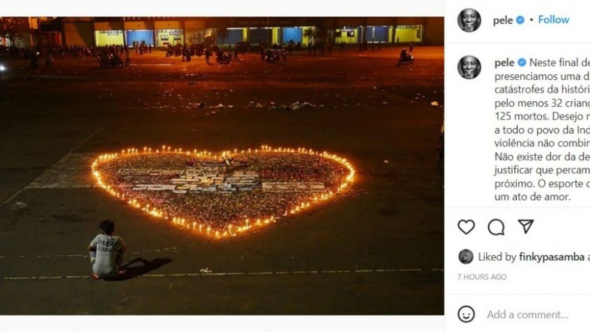 Pele mengucapkan belasungkawa atas tragedi Stadion Kanjuruhan Malang [Instagram @pele]