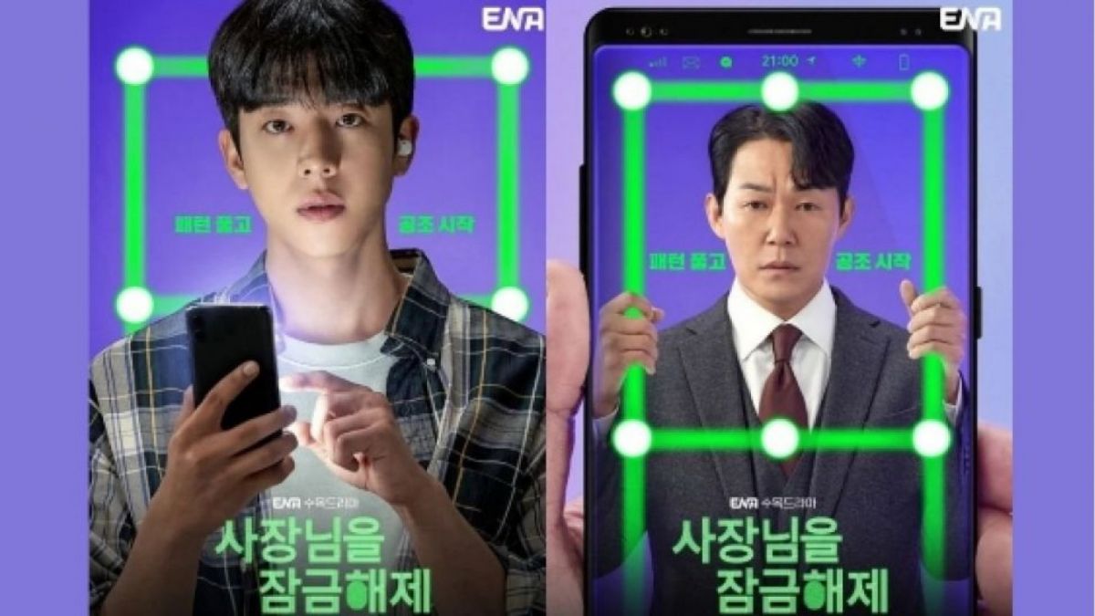 Poster karakter untuk Chae Jong-Hyeop dan Park Sung-Woong dalam drama Unlock My Boss [hancinema]