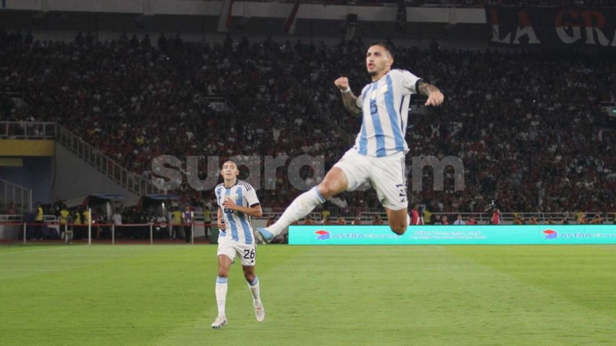 Leandro Paredes merayakan gol [Suara.com/Dwi Bowo Raharjo]