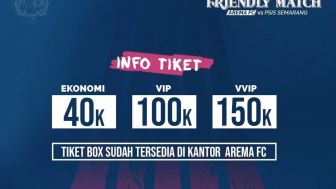 Tiket Online Laga Uji Coba Arema FC vs PSIS Semarang Jadi Pertanyaan Aremania