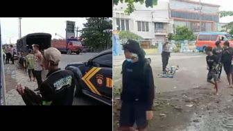 Seorang Tergeletak, Gerombolan Beratribut Bonek Tendang Motor  dan Polisi Sisir Pertigaan Genuk Semarang