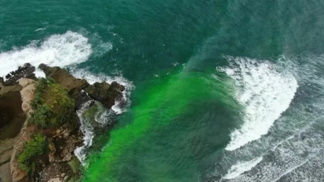 Merinding, Air Pantai Klayar Pacitan Berwarna Hijau, Benarkah Tanda Nyi Roro Kidul Muncul, Ini Fakta Sebenarnya