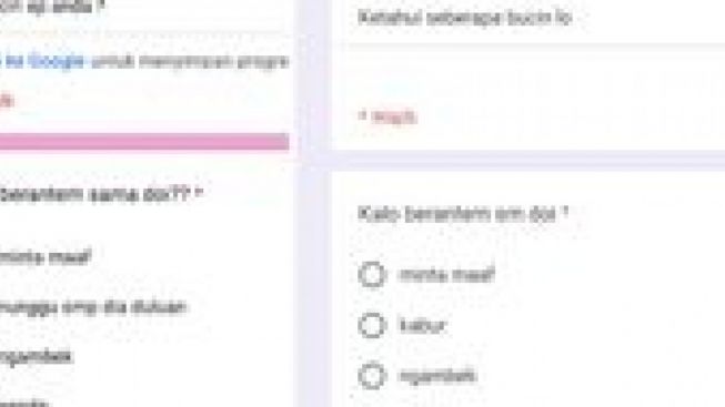 Ini Link Tes Ujian Bucin Google Form, Cek Seberapa Bucin dan Setia pada Pasangan