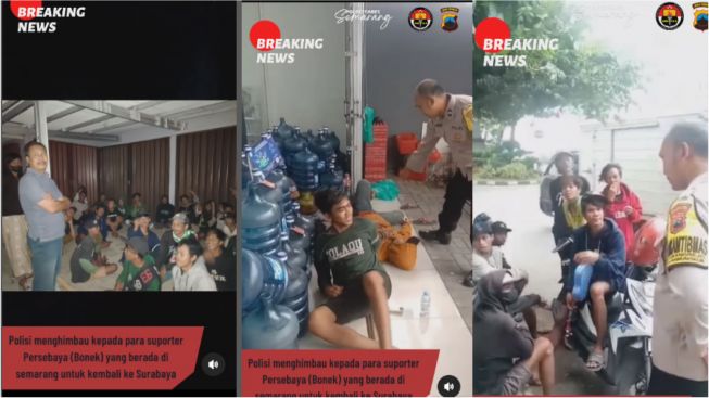 Polisi Bangunkan Bonek Tidur di Teras Mini Market Dekat Stadion Jatidiri Semarang, Disuruh Pulang ke Surabaya