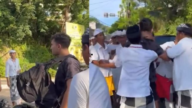 Heboh Bule Ngamuk di Bali, Video Viral Bule Ngamuk Tak Terima Motor di Stop Saat Ada Upacara Melasti
