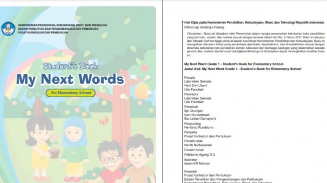 Download PDF Buku Bahasa Inggris (My Next Words) Kelas 1 SD Kurikulum Merdeka, lengkap Buku Guru dan Buku Siswa