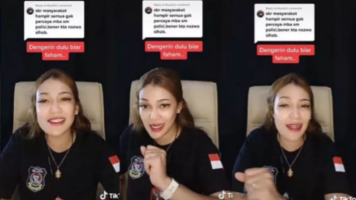 Beredar sebuah video seorang perempuan memperingatkan Najwa Shihab agar tidak sembarangan memberikan penilaian terhadap polisi [Tiktok]