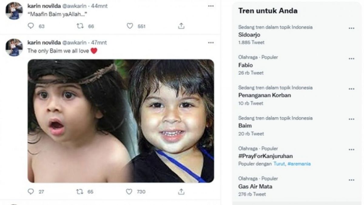 Awkarin mengkritik Baim Wong usai konten prank KDRT Paula Verhoeven viral. [Twitter/@awkarin]