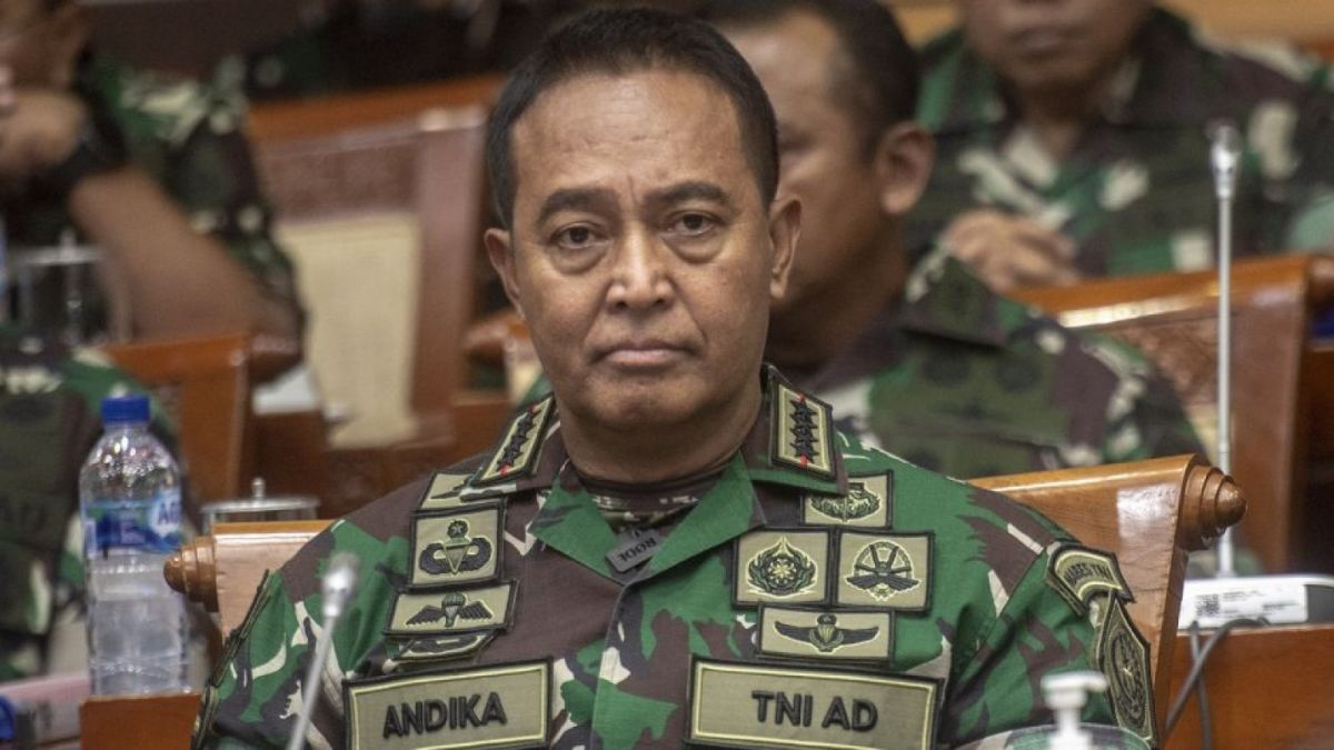 Panglima TNI Jenderal TNI Andika Perkasa di DPR [ANTARA FOTO/Muhammad Adimaja/hp]