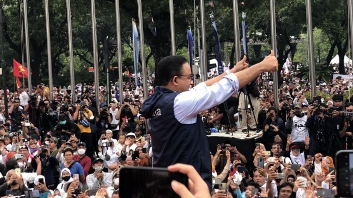 Acara resmi perpisahan purna tugas Gubernur DKI Jakarta Anies Baswedan kepada warga di gedung Balaikota, DKI Jakarta, Minggu (16/10/2022). [Suara.com/Faqih]